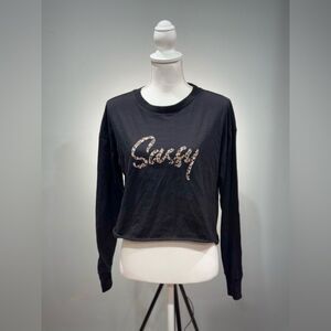 CLEARANCE! Black Boutique Sassy Graphic Print Crewneck Top Size M NWT